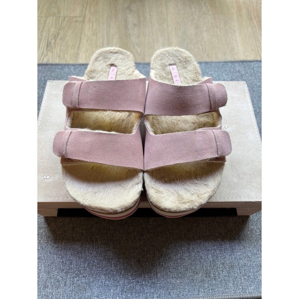 Reef Ojai Ciara Pink Suede Faux Shearling Platform Slide Sandals CJ7696 7
